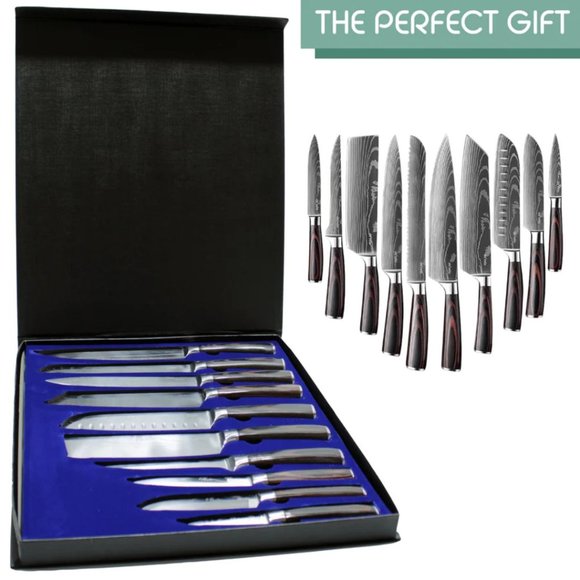 10 Piece Damascus Pattern Kitchen Knife Set - Picture 5 of 5